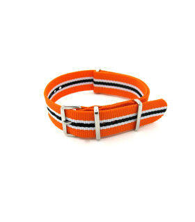 Bracelet nylon Nato Orange/Blanc/Noir