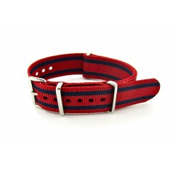 Watch NATO strap red with 2 blue strips