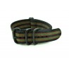 Bracelet NATO Zulu Extreme nylon noir/rouge/khaki "Bond" PVD