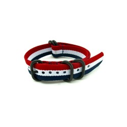 Bracelet Nylon NATO ZULU EXTREME PVD Bleu/Blanc/Rouge