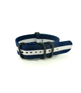 Bracelet nylon nato Zulu Extrême PVD Bleu marine/Blanc