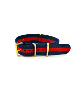 Watch NATO strap Blue/Red with gold buckle