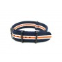 Bracelet nylon NATO Bleu/Blanc/Orange PVD