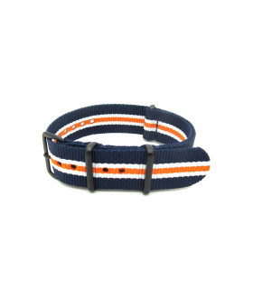 Bracelet nylon NATO Bleu/Blanc/Orange PVD