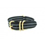 Bracelet Nylon Nato Zulu Extreme boucles dorées Noir/Gris