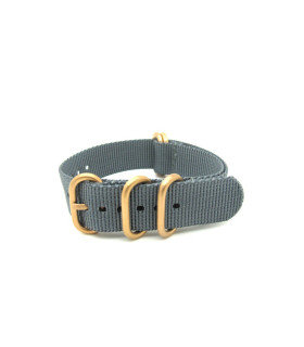 Bracelet Nylon Nato Zulu Extreme boucles dorées Gris 