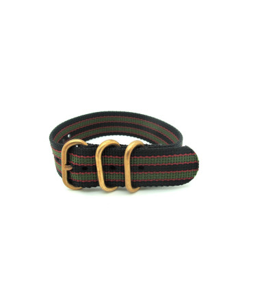 Nato ZULU golden buckles Black/Red/Green 