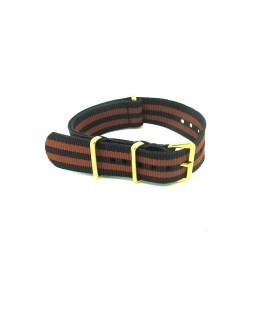 Watch NATO strap Black/Brown with gold buckles