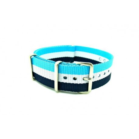 Bracelet nylon NATO bleu marine/blanc/bleu