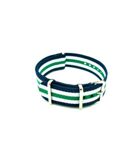 Bracelet nylon NATO bleu marine/blanc/vert