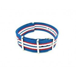 Bracelet nylon NATO bleu/rouge/blanc/bleu