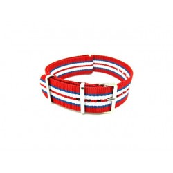 Bracelet nylon NATO rouge/bleu/blanc/rouge