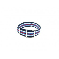 Bracelet nylon NATO bleu/blanc/bleu/rouge
