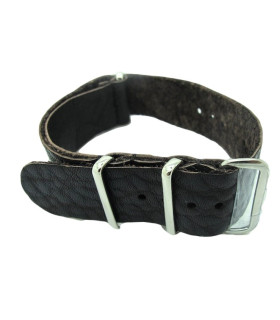 Black grained leather Nato strap