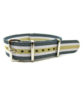 Bracelet NATO nylon gris/blanc/sable