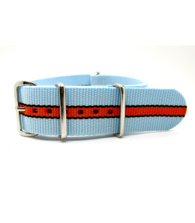 Bracelet NATO nylon blanc/noir/orange