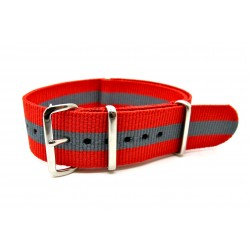 Bracelet NATO nylon rouge/gris
