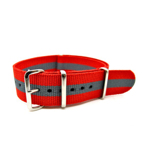 Bracelet NATO nylon rouge/gris