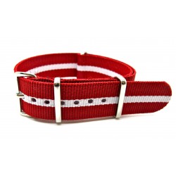 Bracelet NATO nylon rouge/blanc