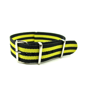 Bracelet NATO nylon noir/jaune