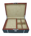 Kronokeeper watch box in oak wood lacquered blue for 4 watches﻿ and accessories