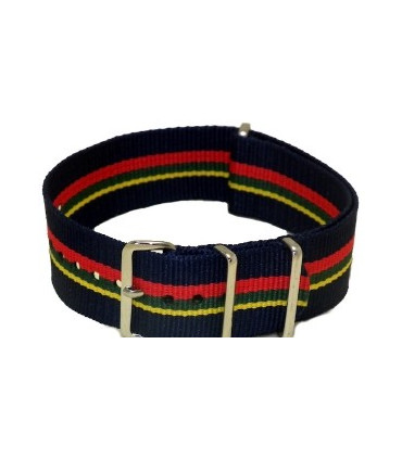 Bracelet nylon NATO Bleu/Jaune/Vert/Rouge
