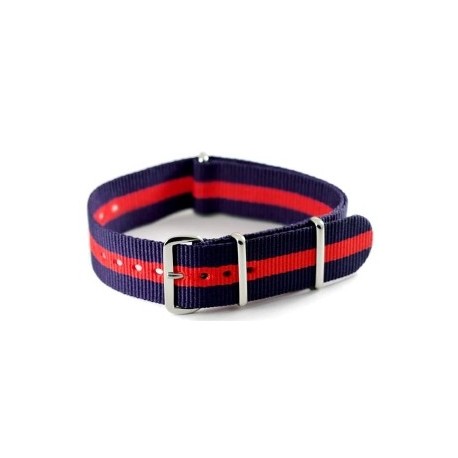 Bracelet nylon NATO Bleu/Rouge