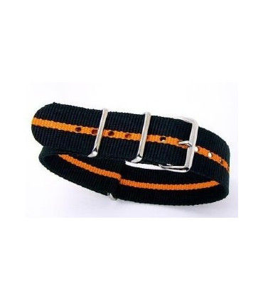 Bracelet nylon NATO Noir/Orange