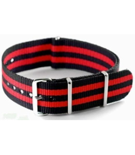 Bracelet nylon NATO Noir/Rouge