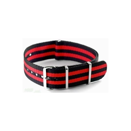 Bracelet nylon NATO Noir/Rouge