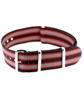 Bracelet nylon NATO Noir/Rouge/Gris