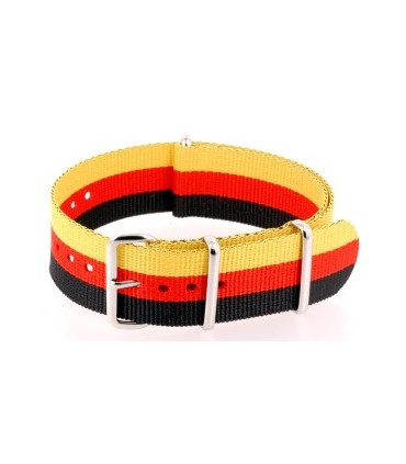Bracelet nylon NATO Noir/Rouge/Jaune