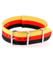 Bracelet nylon NATO Noir/Rouge/Jaune