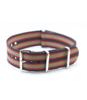 Bracelet nylon NATO Noir/Rouge/Khaki