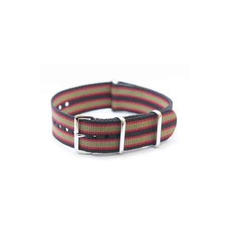 Bracelet nylon NATO Noir/Rouge/Khaki