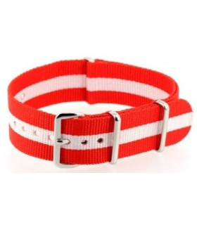 Bracelet nylon NATO Rouge/Blanc