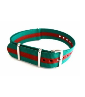 Bracelet nylon NATO Vert/Rouge