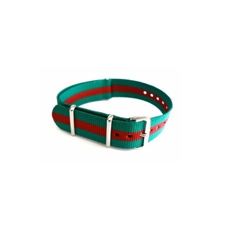 Bracelet nylon NATO Vert/Rouge