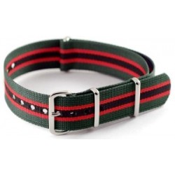 Bracelet nylon NATO Vert/Rouge/Noir
