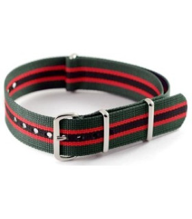 Bracelet nylon NATO Vert/Rouge/Noir