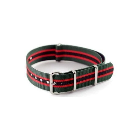 Bracelet nylon NATO Vert/Rouge/Noir