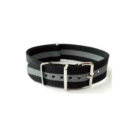 Bracelet nylon NATO Noir/Gris