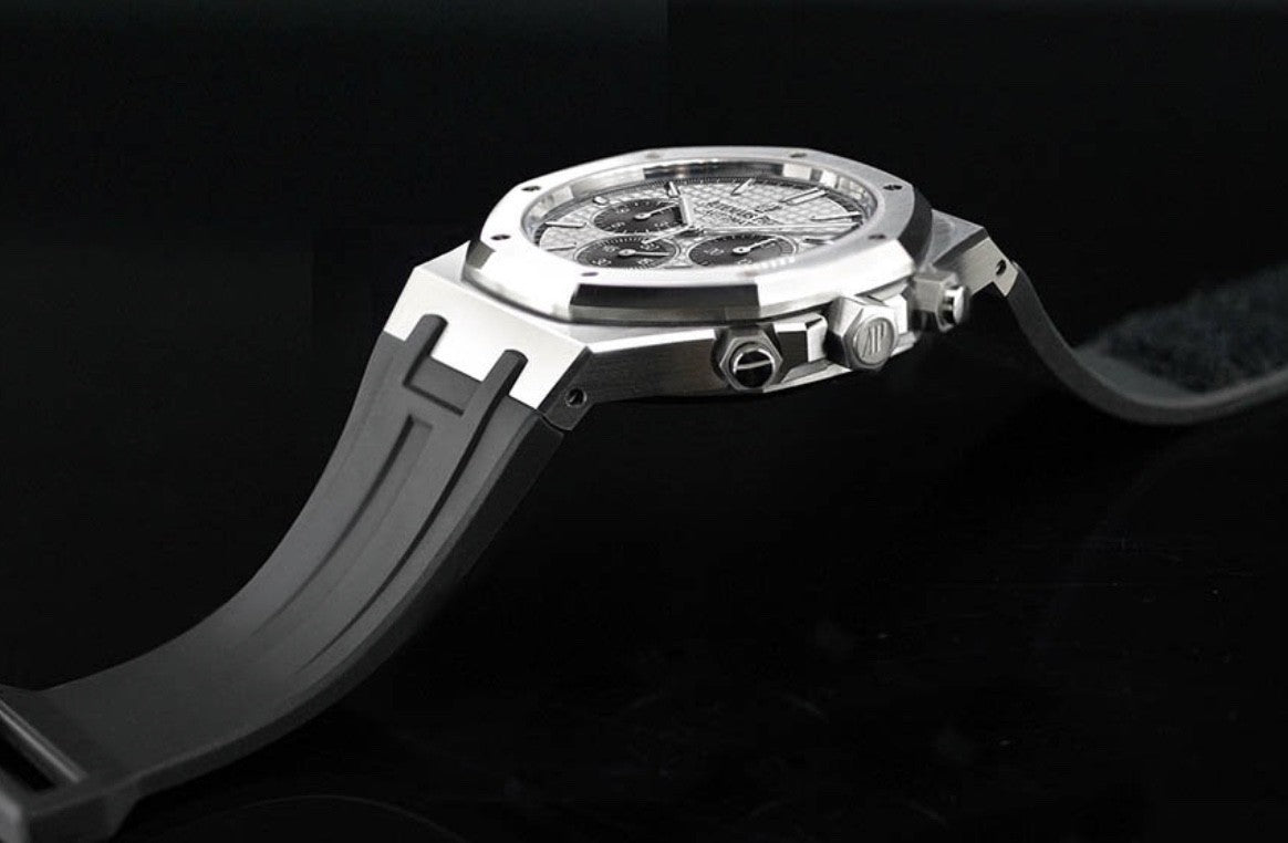 Rubber B Strap APV41 Black for Audemars Piguet Royal Oak 41mm on Bracelet - Velcro Series