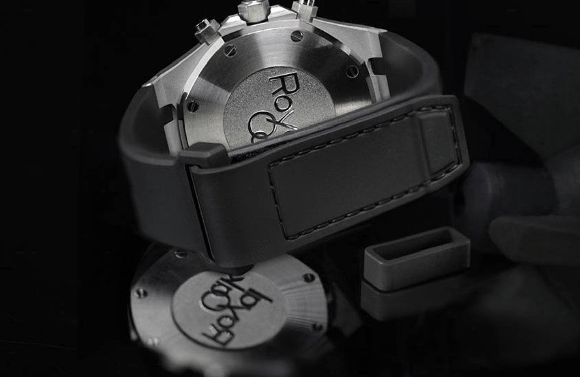 Rubber B Strap APV41 Black for Audemars Piguet Royal Oak 41mm on Bracelet - Velcro Series