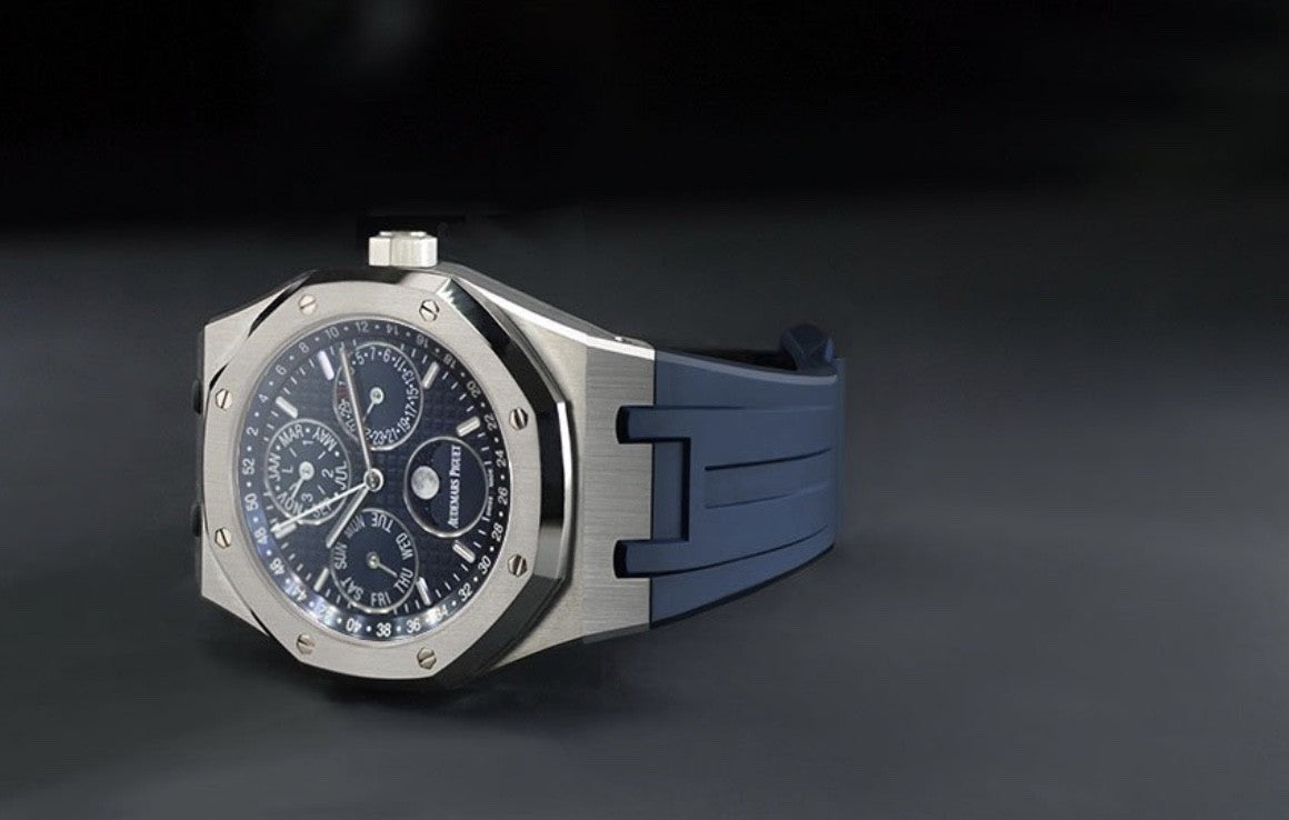 Rubber B Strap APV41 for Audemars Piguet Royal Oak 41mm on Bracelet - Velcro Series Blue