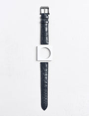 Bracelet Camille Fournet Alligator mat écailles carrées bleu moyen