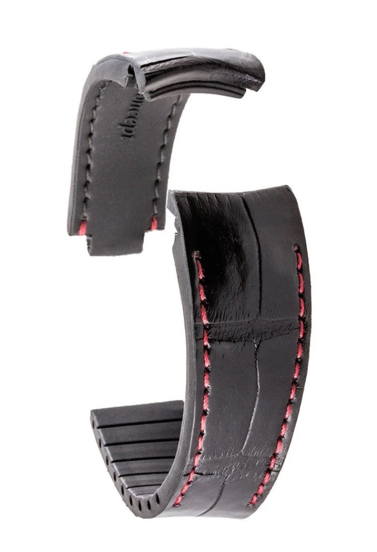 R-Strap - Alligator strap for Rolex - Black with red stitching