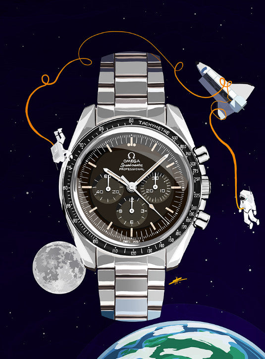 Watchoniste X MisterChrono tirage d'art - moonwatch - 60x80