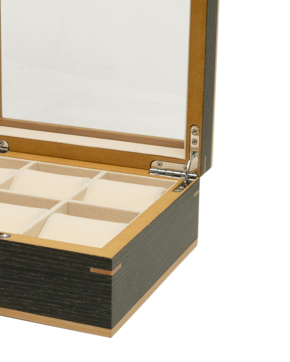 Boîte à montres Clipperton 6 en bois gris avec couvercle en verre