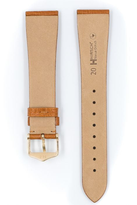 Massai Ostrich Hirsch watch strap Golden Brown